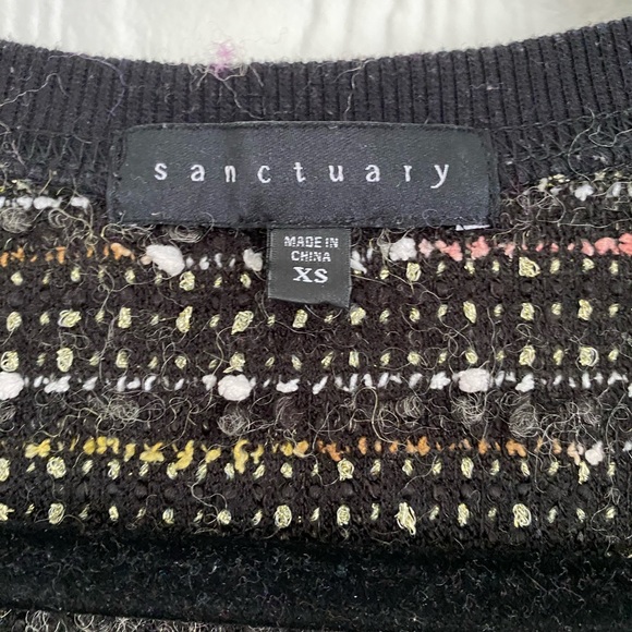 Anthropologie x Sanctuary Black Multicolor Weave Vneck Sweater, Size Xsmall - Picture 5 of 7